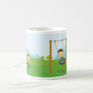 Mug Enfants Jouant sur un Balançoire Pneumatique