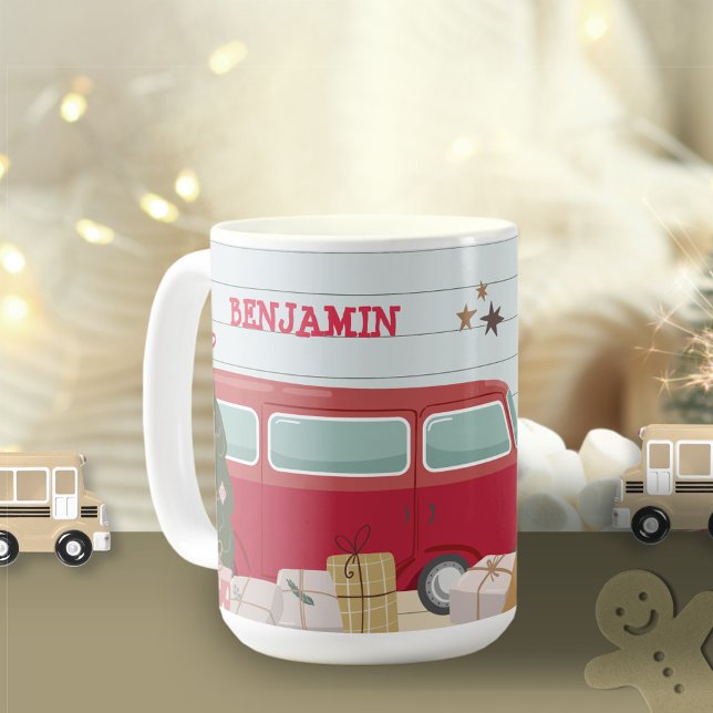 Mug Enfants Noël Arbre Aventure Bus Tente Cadeaux (Kids Christmas Tree Adventure Bus Tent Coffee Mug ©Susanne Sachers - Sunny Mind 🌞)