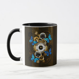Mug Engrenages à vapeur et papillons bleus