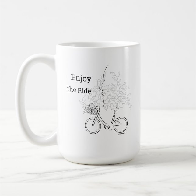Mug  Enjoy the Ride: Minimalist Bicycle & Flower Art  (Gauche)