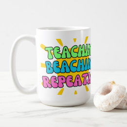Mug Enseignant', Beachin', Répétition' avec soleil