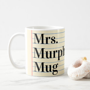 Mug Enseignant Cadeau style de livre de notes personna