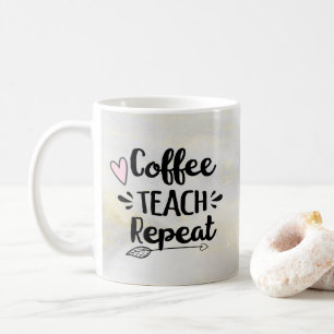 Mug Enseignant Coffee Teach Repeat Cute Don