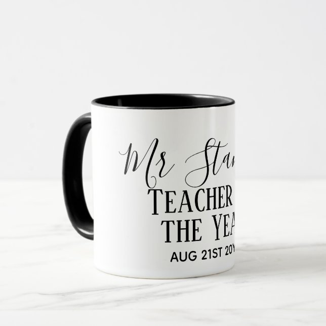 Mug Enseignant de l'année Personnalisé cadeau de texte (Devant gauche)