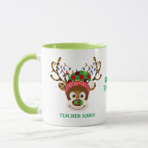 Mug Enseignant de Noël Squad Reindeer Enseignant Vert