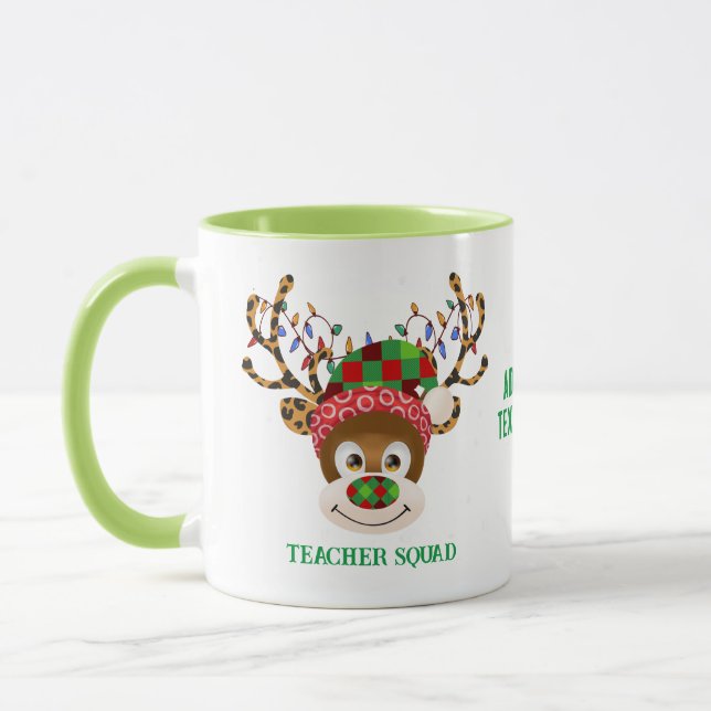 Mug Enseignant de Noël Squad Reindeer Enseignant Vert (Gauche)
