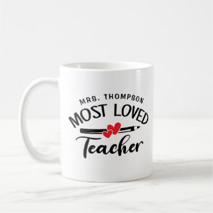 Mug Enseignant le plus aimé Nom personnalisé École
