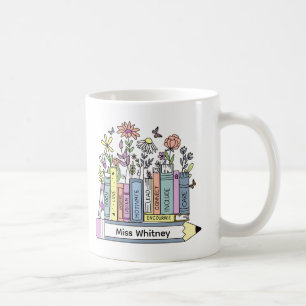 Mug Enseignant ou bibliothécaire floral et livres