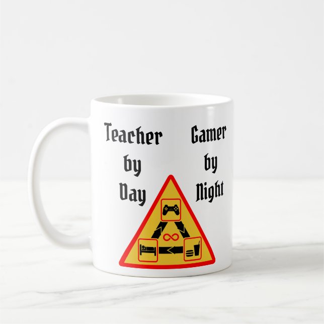 Mug Enseignant par jour, joueur par nuit (Gauche)