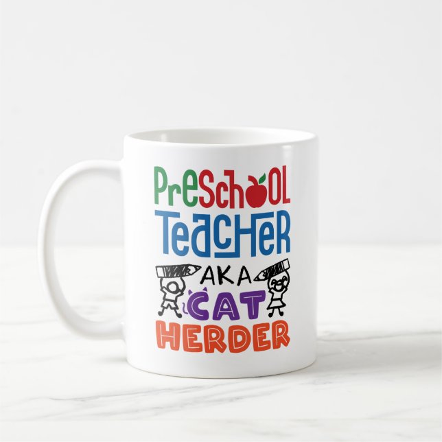 Mug Enseignant préscolaire aka Hérder de chats (Gauche)