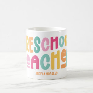 Mug Enseignant préscolaire Texte coloré Personnalisé