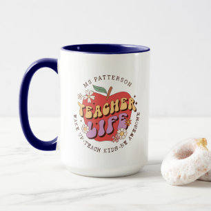 Mug Enseignant Vie Réveil Enseigner École Nom personna
