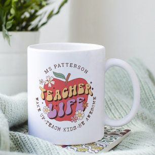 Mug Enseignant Vie Réveil Enseigner École Nom personna