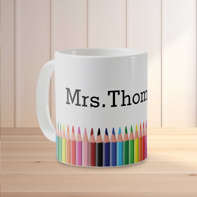 Mug Enseignants de crayons colorés Personnalisés (Créateur téléchargé)