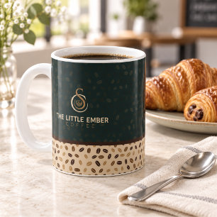 Mug Enseigne de café Deep Green & Beige
