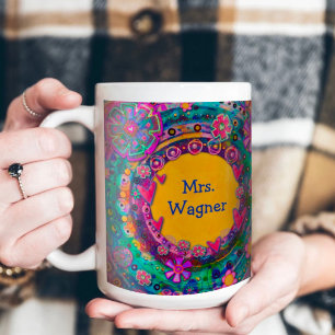 Mug Enseigner Inspirer Joli Nom de l'enseignant Floral