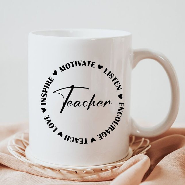 Mug Enseigner l'amour Inspirer Écouter Encourager le c (Teach love inspire motivate listen encourage teacher mugs,teach mugs, teacher crewneck, teacher mugs)