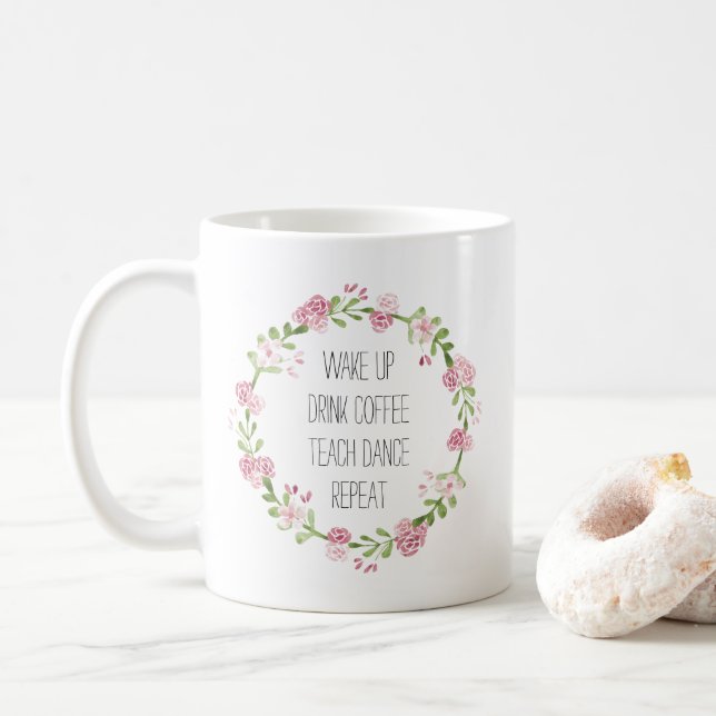 Mug Enseignez à danse la guirlande florale (Avec donut)