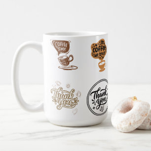 Mug Ensemble d'autocollants de café Merci Marron Vinta
