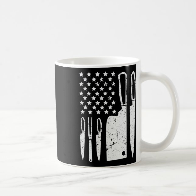 Mug Ensemble de couteaux de chef T-shirt Drapeau améri (Droite)