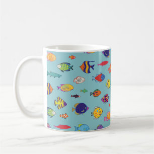 Mug Ensemble de poissons tropicaux. ligne sans couture