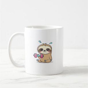 Mug Entraînement drôle de paresseux Chibi  Gym Cartoon