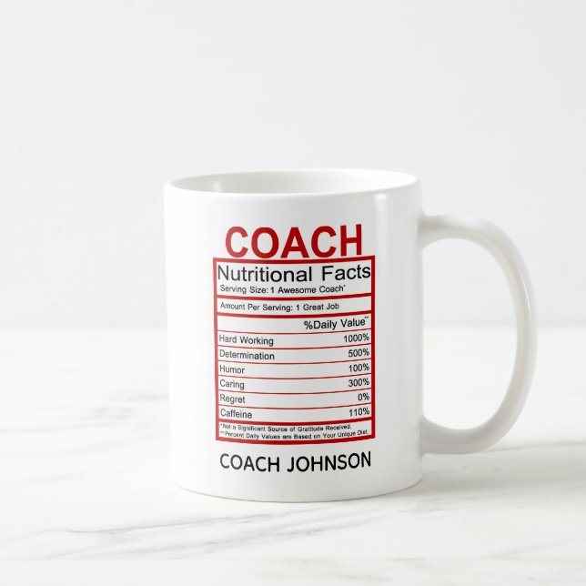Mug Entraîneur amusant Étiquette nutritionnel (Droite)