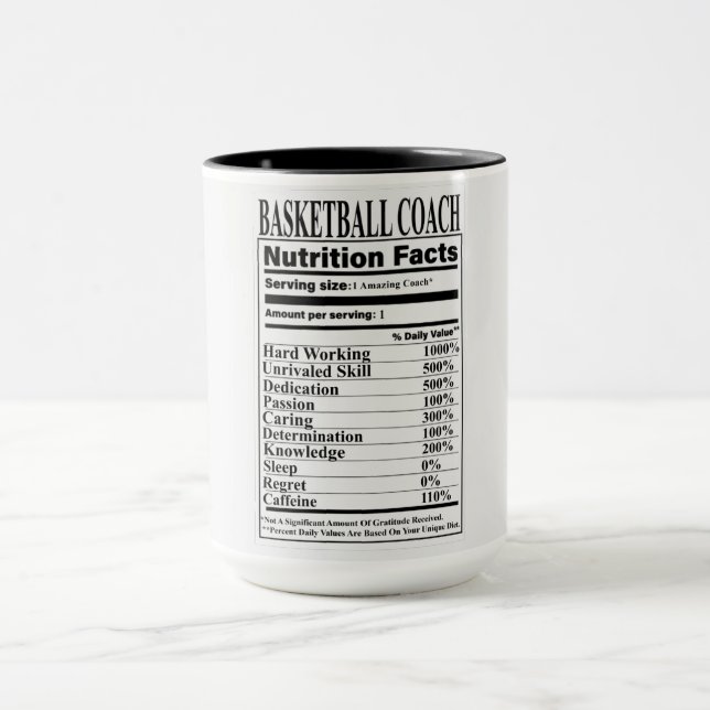 Mug Entraîneur de basket-ball Nutrition Fiches (Centre)