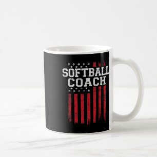 Mug Entraîneur de softball fier drapeau américain Usa 