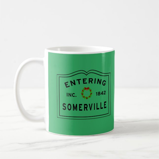 Mug Entrée de Somerville, MA Noël (Gauche)
