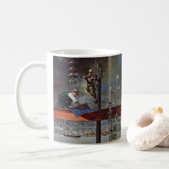 Mug Entreprise vintage, architectes et construction (Avec donut)