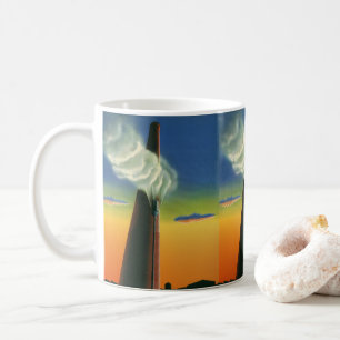 Mug Entreprise Vintage, Lever de soleil à l'usine à si