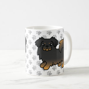 Mug Épagneul tibétain noir et feu, Chien de dessin ani