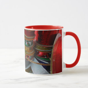 Mug Épaves de Noël Ruban Holiday Rouge et or