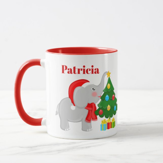 Mug Éphant de Noël festif et arbre (Gauche)