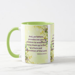 Mug Éphésiens 6:4 KJV Bible Écriture Pic Deux Tons