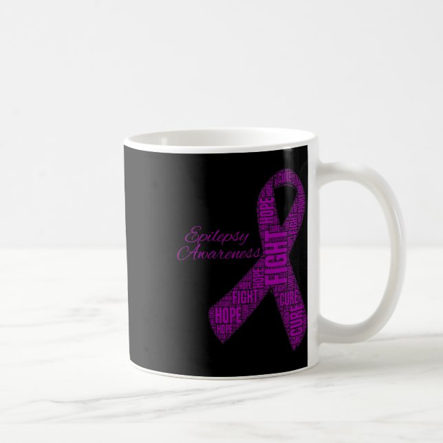 Mug Epilepsy Awareness Fight Hope Cure Ribbon Purple  (Droite)