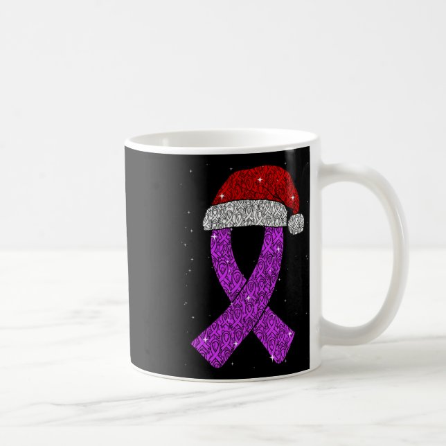 Mug Epilepsy Christmas Hat Purple Awareness Ribbon Sei (Droite)