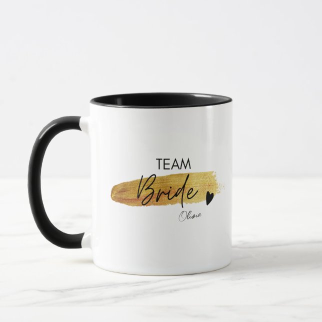 Mug Épouse d'équipe chic et d'or personnalisé (Gauche)
