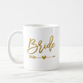 Mug Épouse, fine et coeur en faux feuille d'or