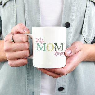 Mug Épouse Maman Patronne Mignonne Typographie Florale