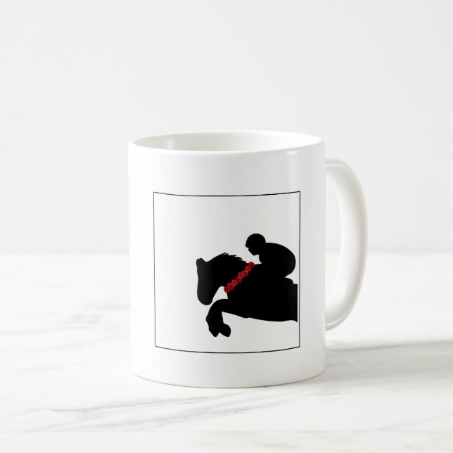 Mug Équestre Cheval Show Rider Jumper Red Roses Derby (Devant droit)