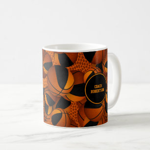 Mug équipe de basket-ball orange noir couleurs nom de 