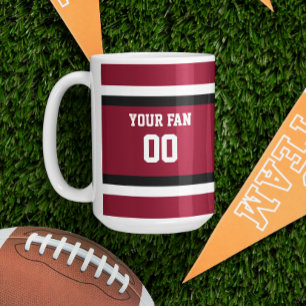 Mug Équipe de football rouge et noir personnalisée