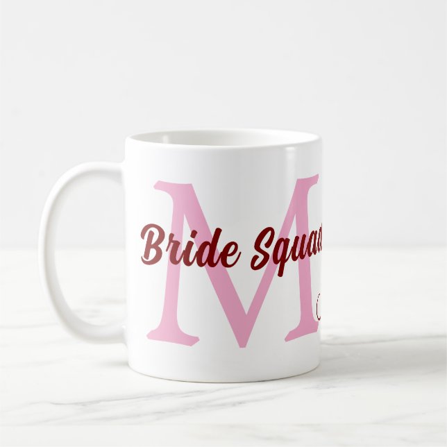 Mug Équipe de mariée ajouter nom monogramme demoiselle (Gauche)