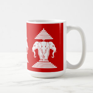 Mug Erawan Trois éléphant en tête Lao / Laos Drapeau