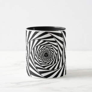 Mug Escalier en spirale tourbillonnant noir et blanc a