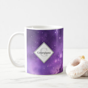 Mug Espace Extérieur Personnalisé Violet Galaxie Monog