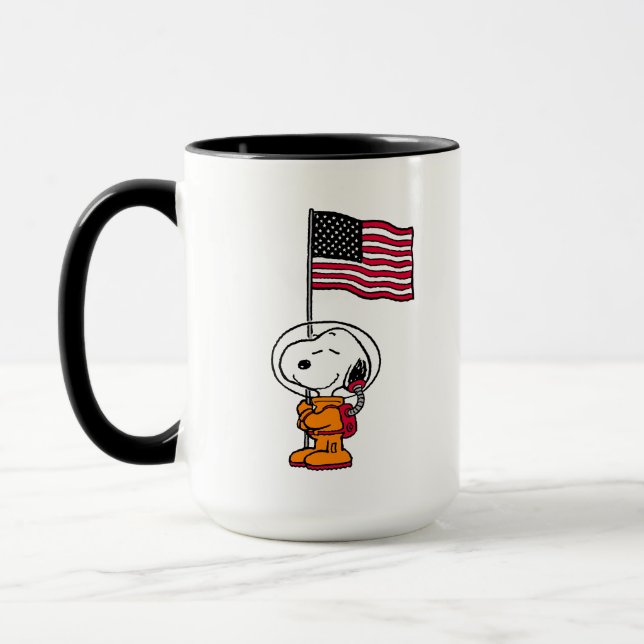 Mug ESPACE | Snoopy avec astronaute du drapeau (Gauche)