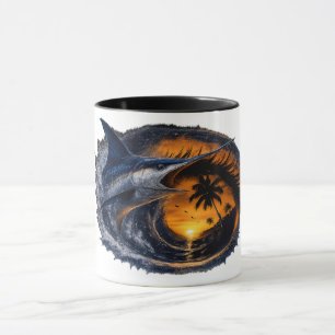 Mug Espadon Sunset Wave – Art océanique tropical surré